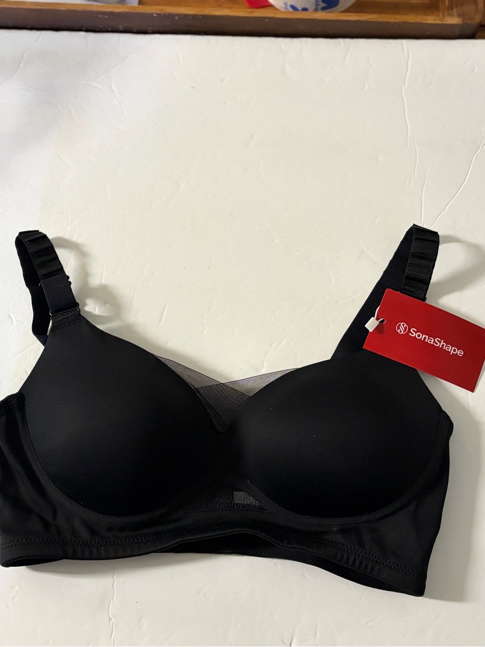 SonaShape black wire free seamless lifting bra. Size S (28A)